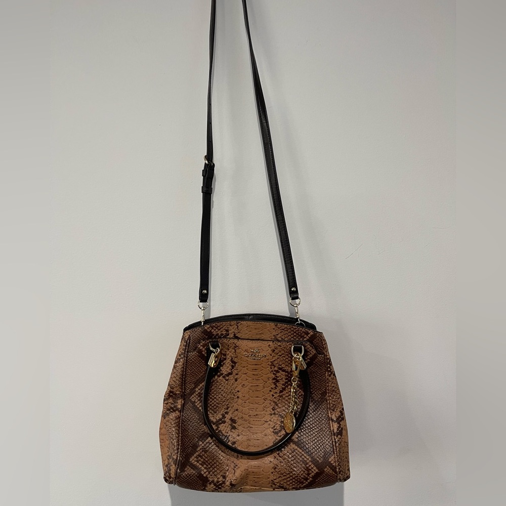 Coach Minetta Python Embossed Leather Satchel / C… - image 2